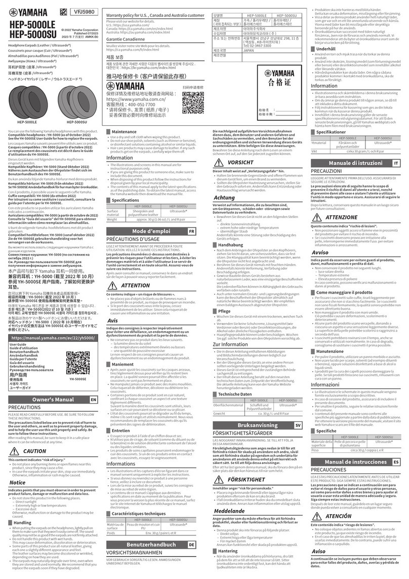 Yamaha HEP-5000LE quick start guide