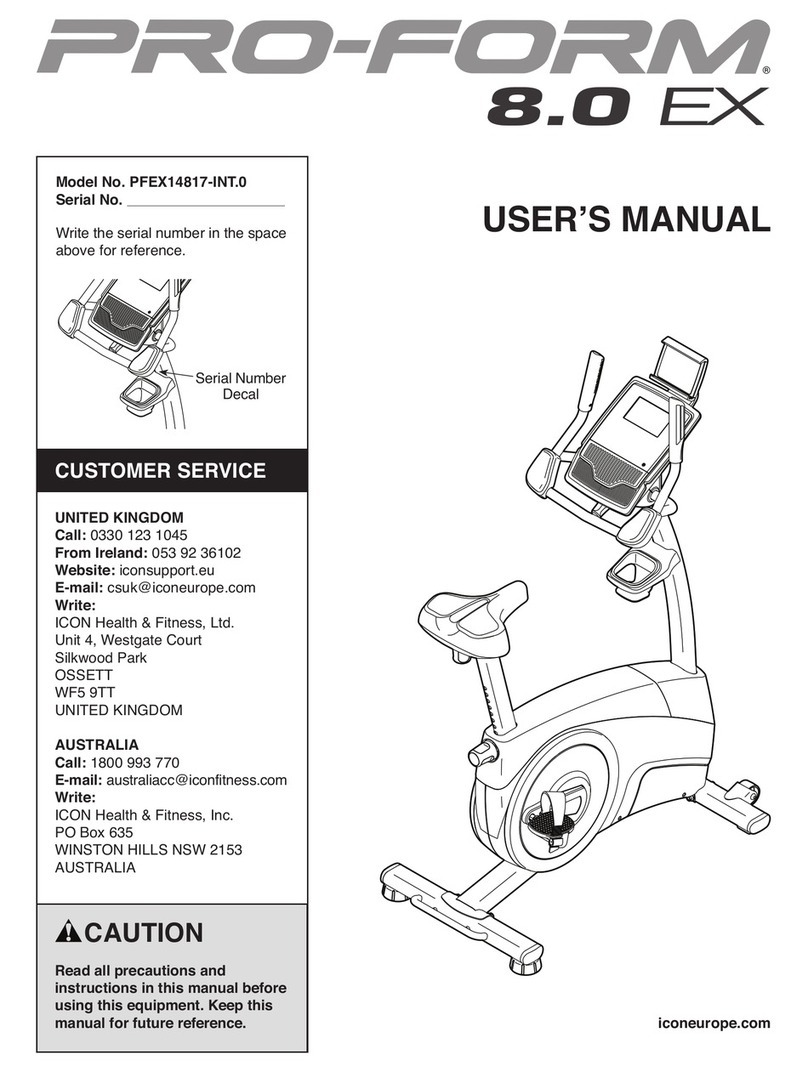 ICON PRO-FORM 8.0 EX User manual