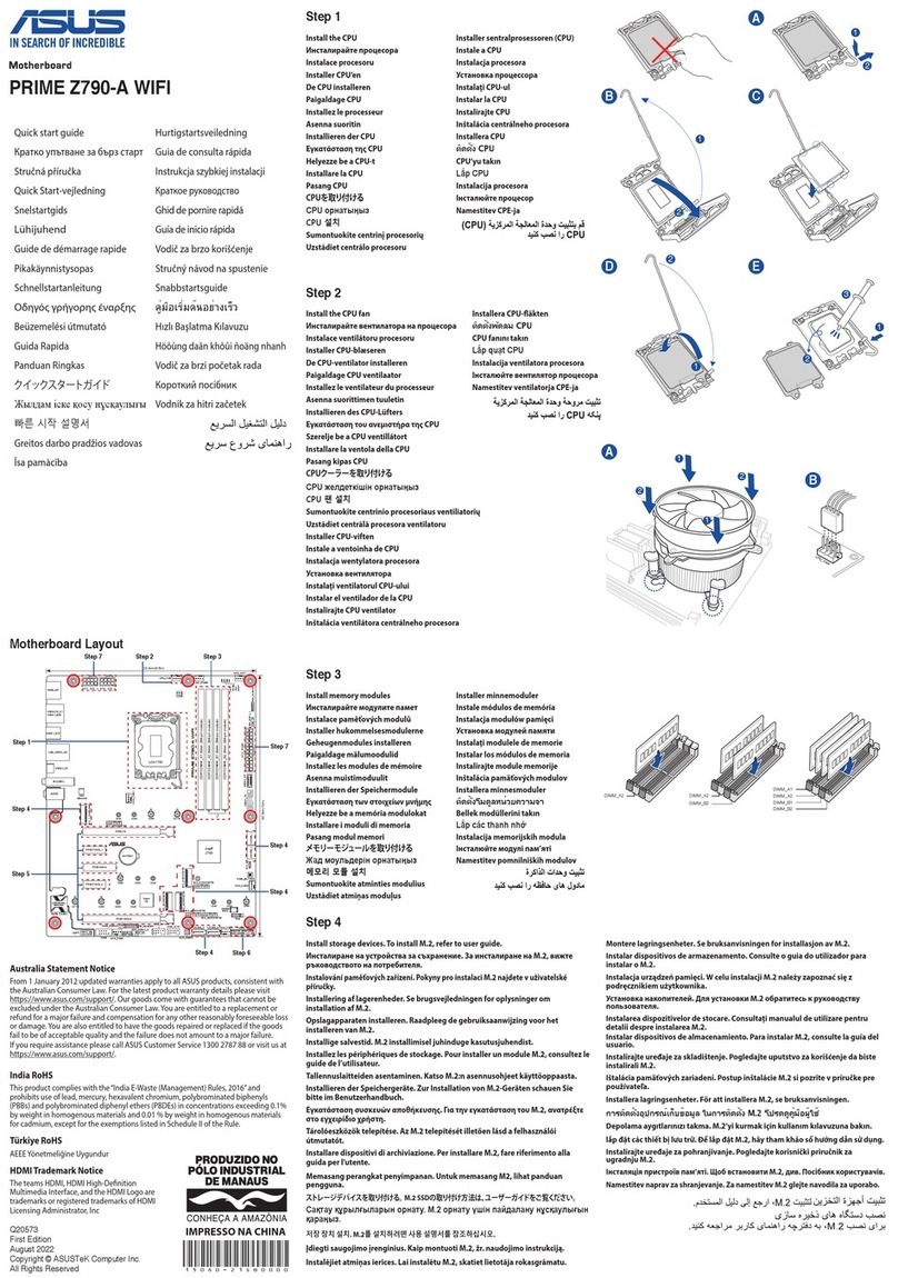 Asus PRIME Z790-A WIFI quick start guide