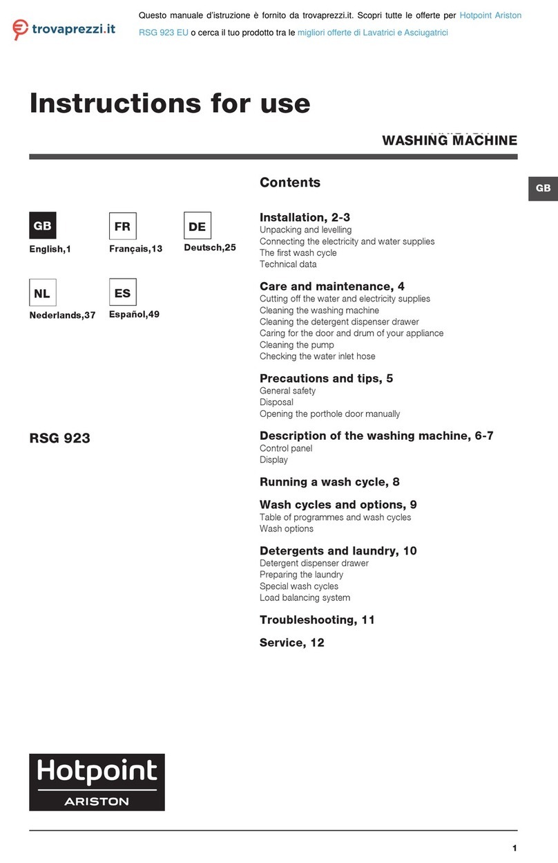 Hotpoint Ariston RSG 923 Instructions for use Hotpoint Ariston RSG 923 Instructions for use