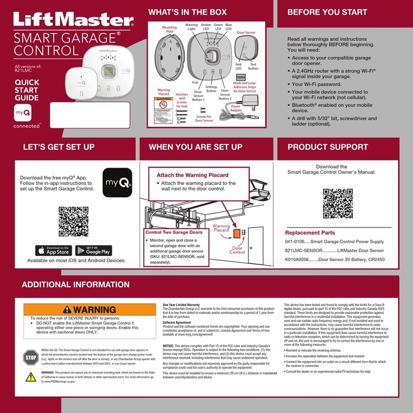 Chamberlain SMART GARAGE CONTROL quick start guide