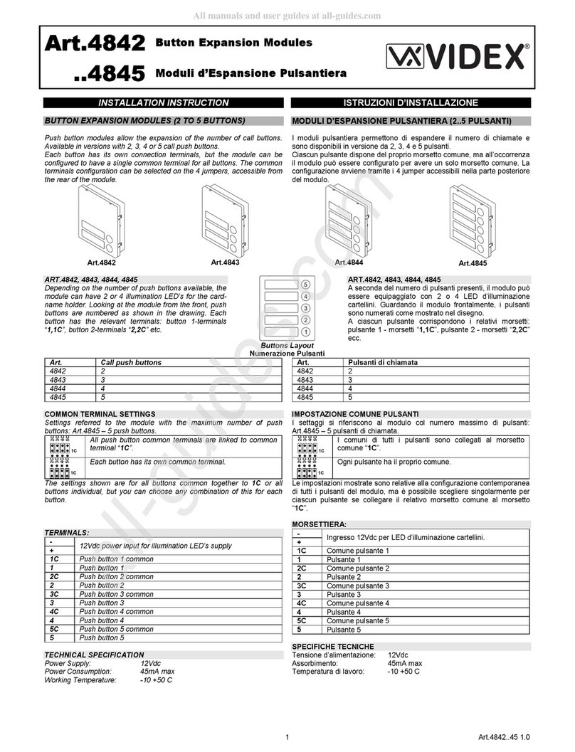 Videx 4845 User manual Videx 4845 User manual