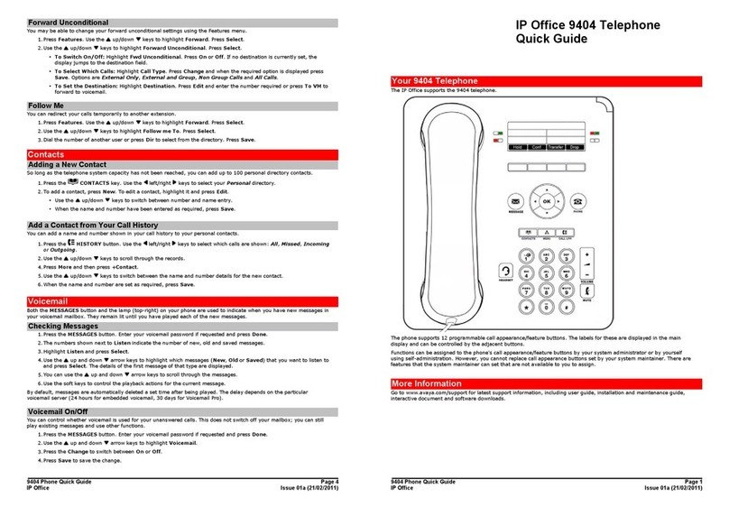 Avaya 9404 User manual