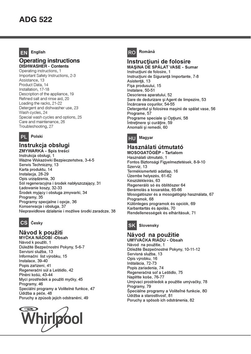 Whirlpool ADG 522 operating instructions