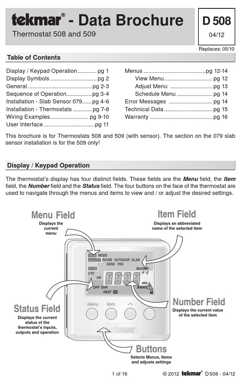 Tekmar 509 Data brochure