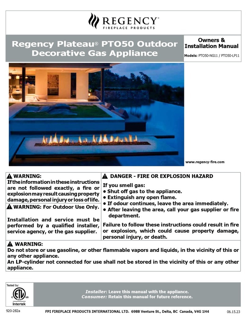 Regency Fireplace Products Plateau PTO50-NG11 Owners & installation manual