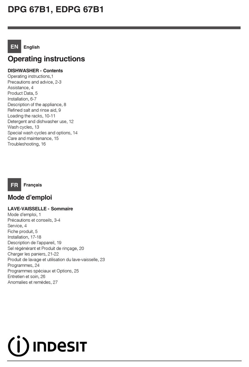 Indesit DPG 67B1 operating instructions