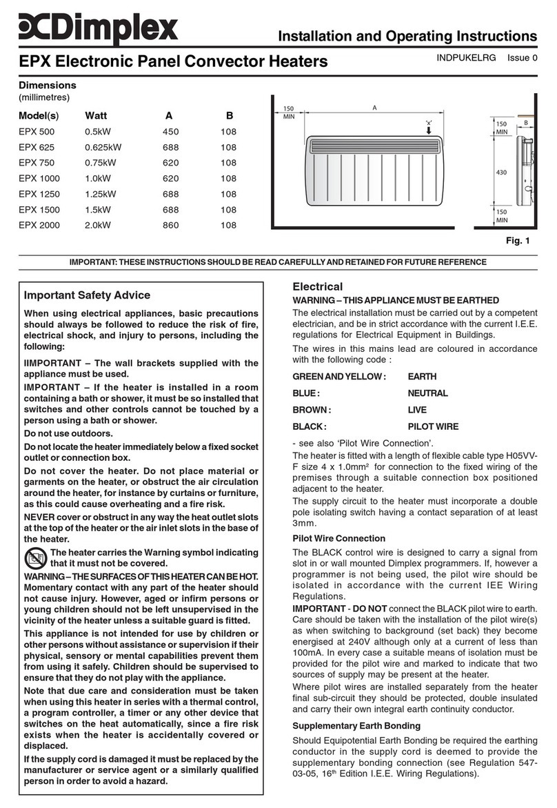 Dimplex EPX Series Installation and operating instructions