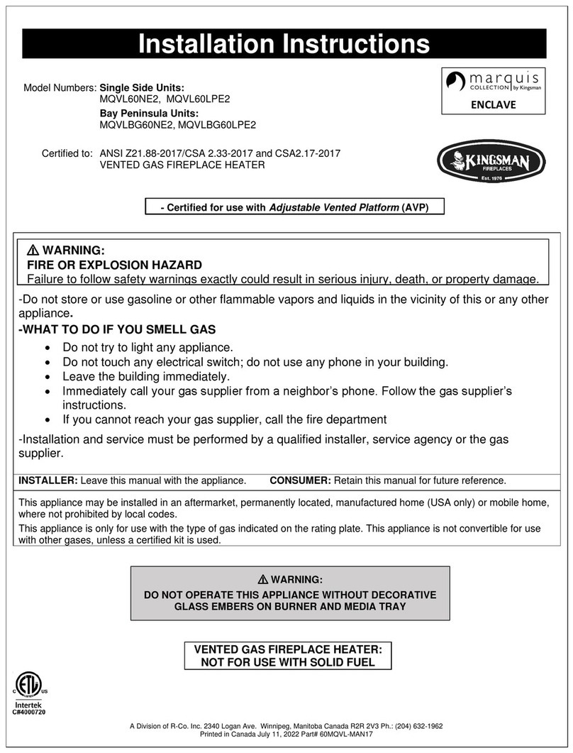 Kingsman Fireplaces marquis ENCLAVE MQVL60NE2 installation instructions Kingsman Fireplaces marquis ENCLAVE MQVL60NE2 installation instructions
