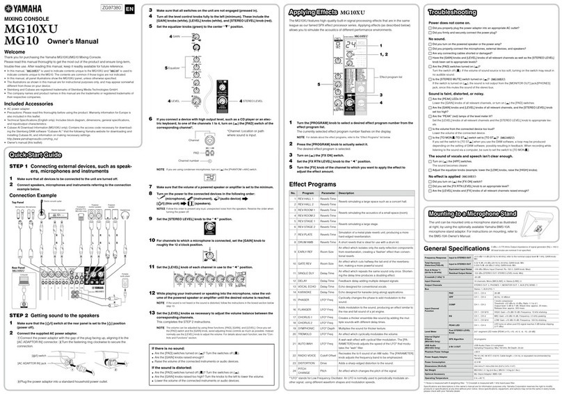 Yamaha MG10 owner's manual