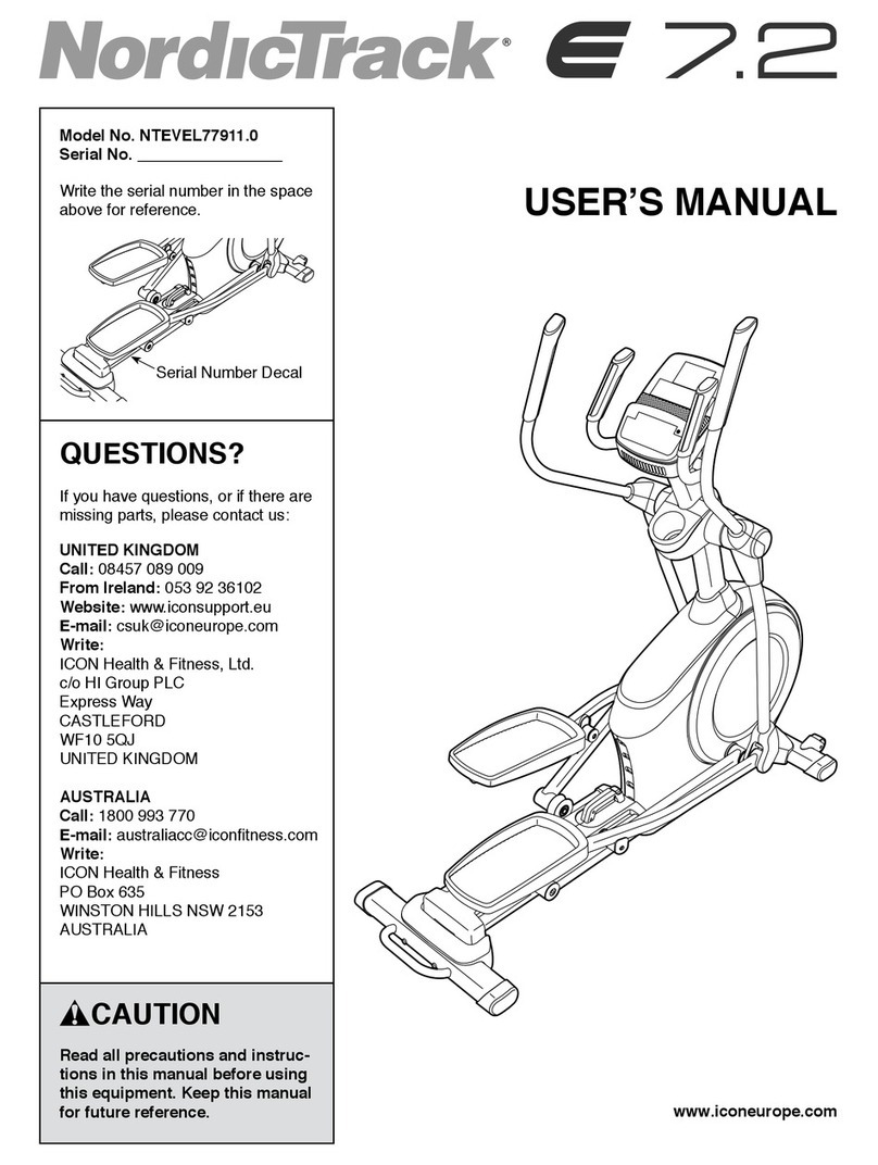 NordicTrack E 7.2 user manual