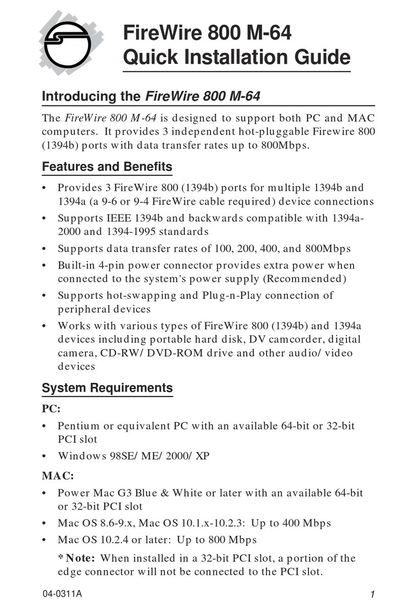 SIIG FireWire 800 M-64 User manual