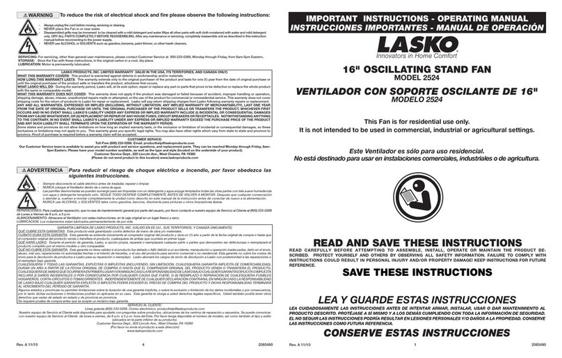 Lasko 2524 User manual