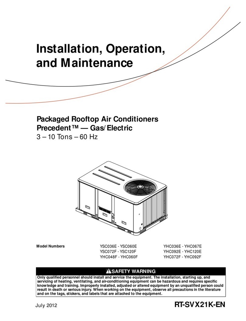 Trane YHC092E Installation and operating instructions