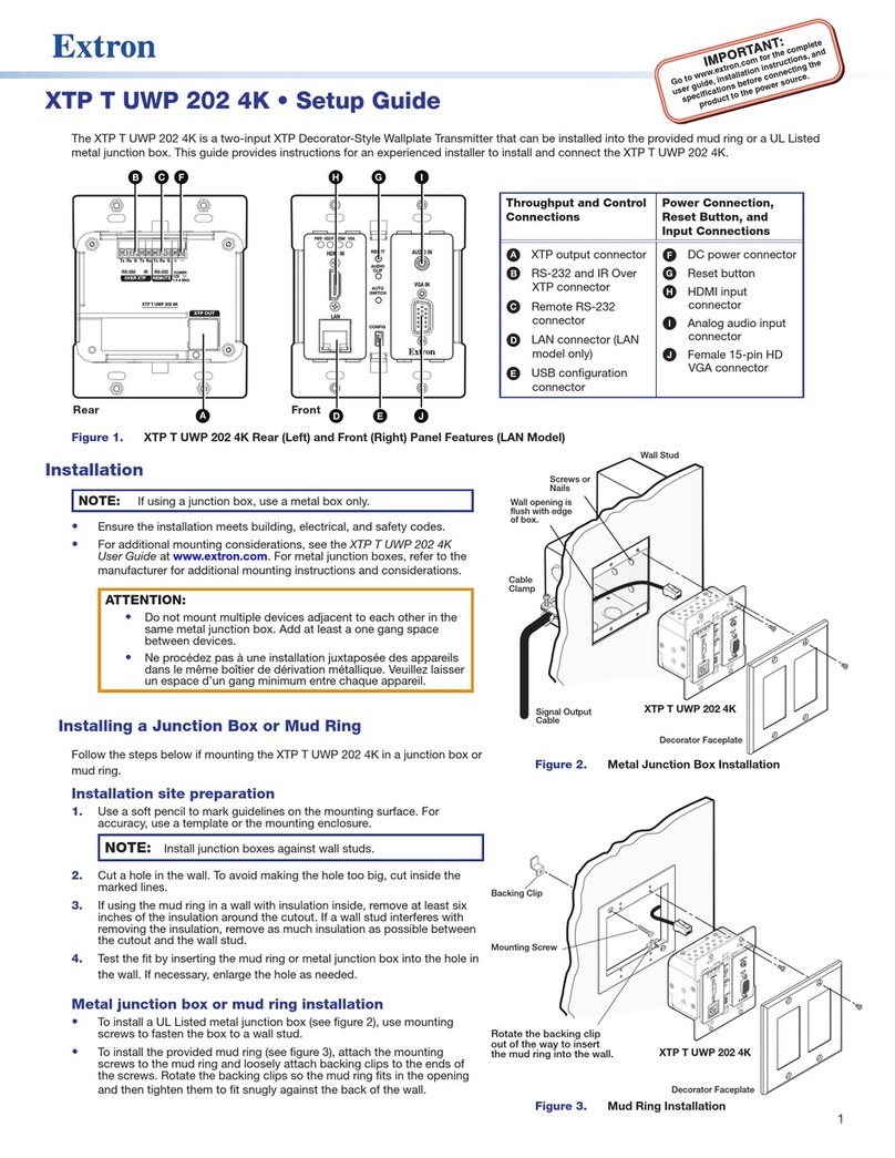 Extron electronics XTP T UWP 202 4K User manual
