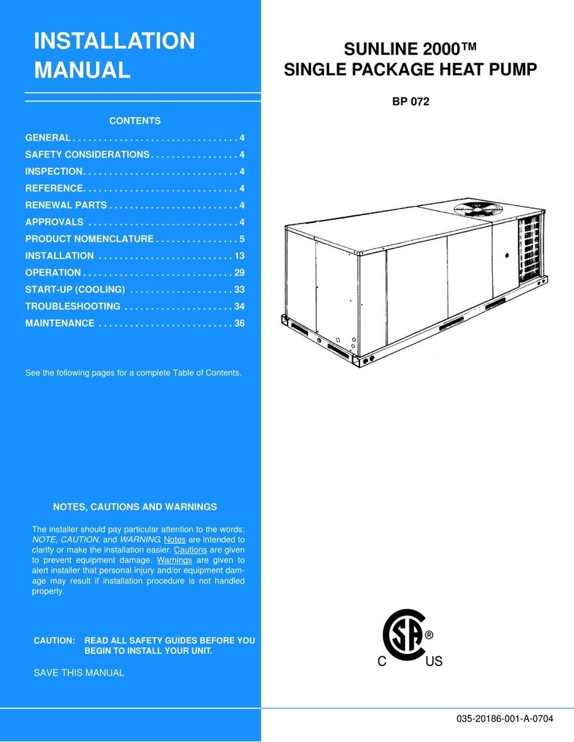 Unitary products group SUNLINE 2000 BP 072 User manual