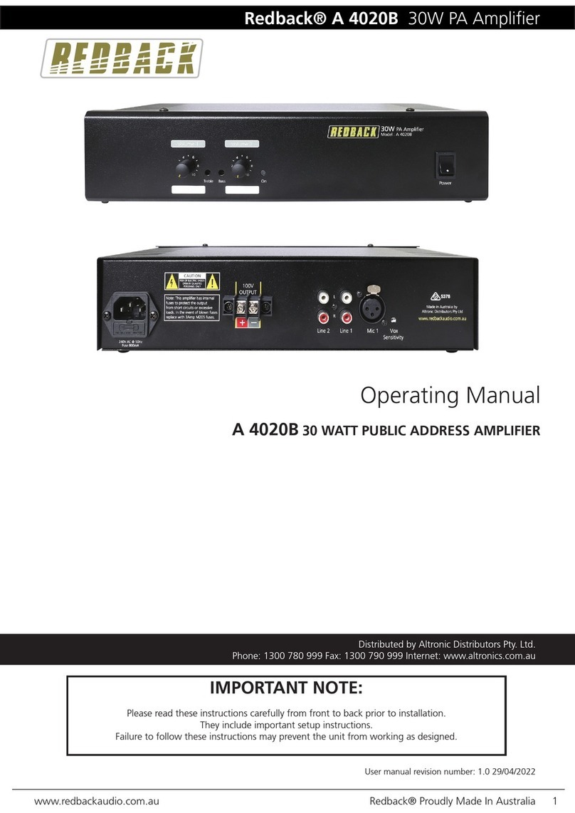 Redback A 4020B operating manual