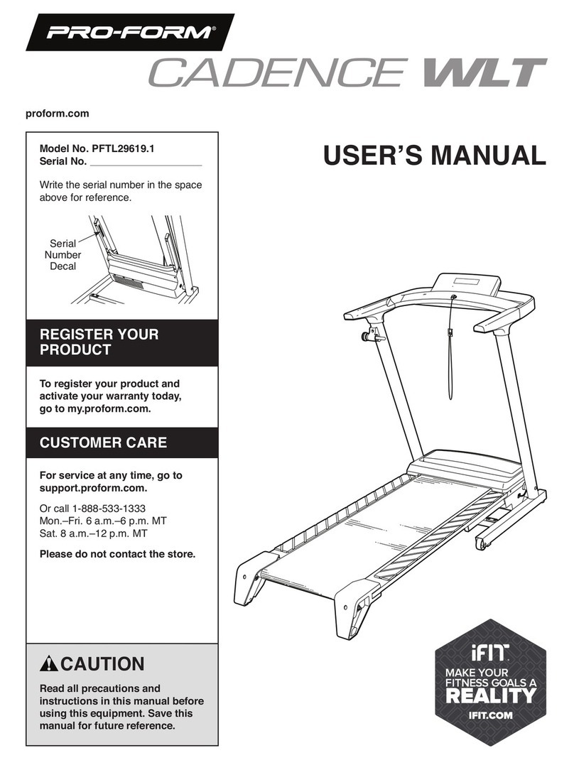 ICON Health & Fitness Pro-Form Cadence WLT User manual