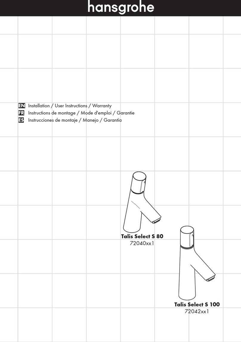 Hans Grohe Talis Select S 80 72040 1 Series Installation/User Instructions/Warranty Hans Grohe Talis Select S 80 72040 1 Series Installation/User Instructions/Warranty