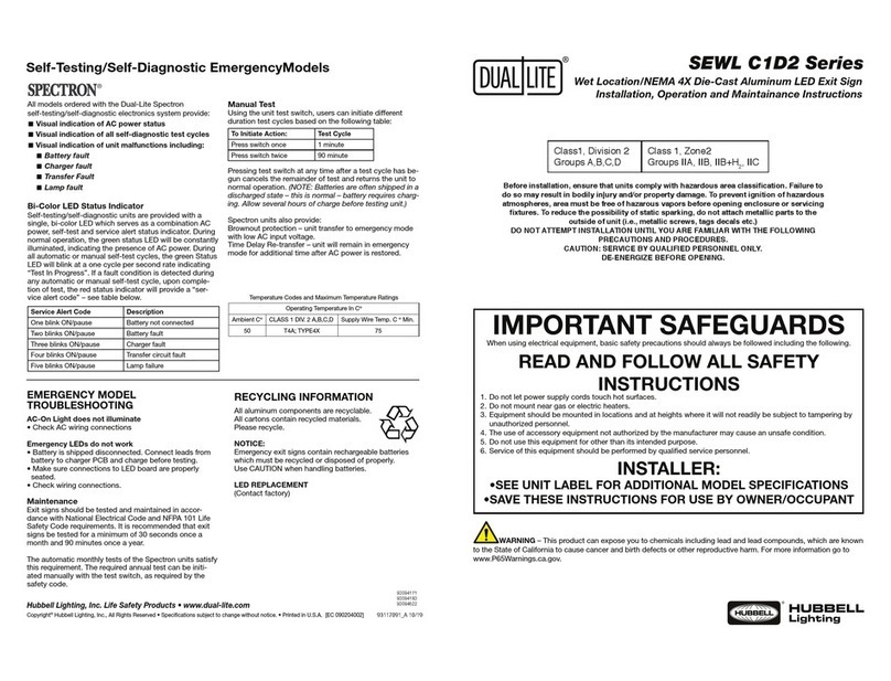 DualLite SEWL C1D2 Series Owner's manual