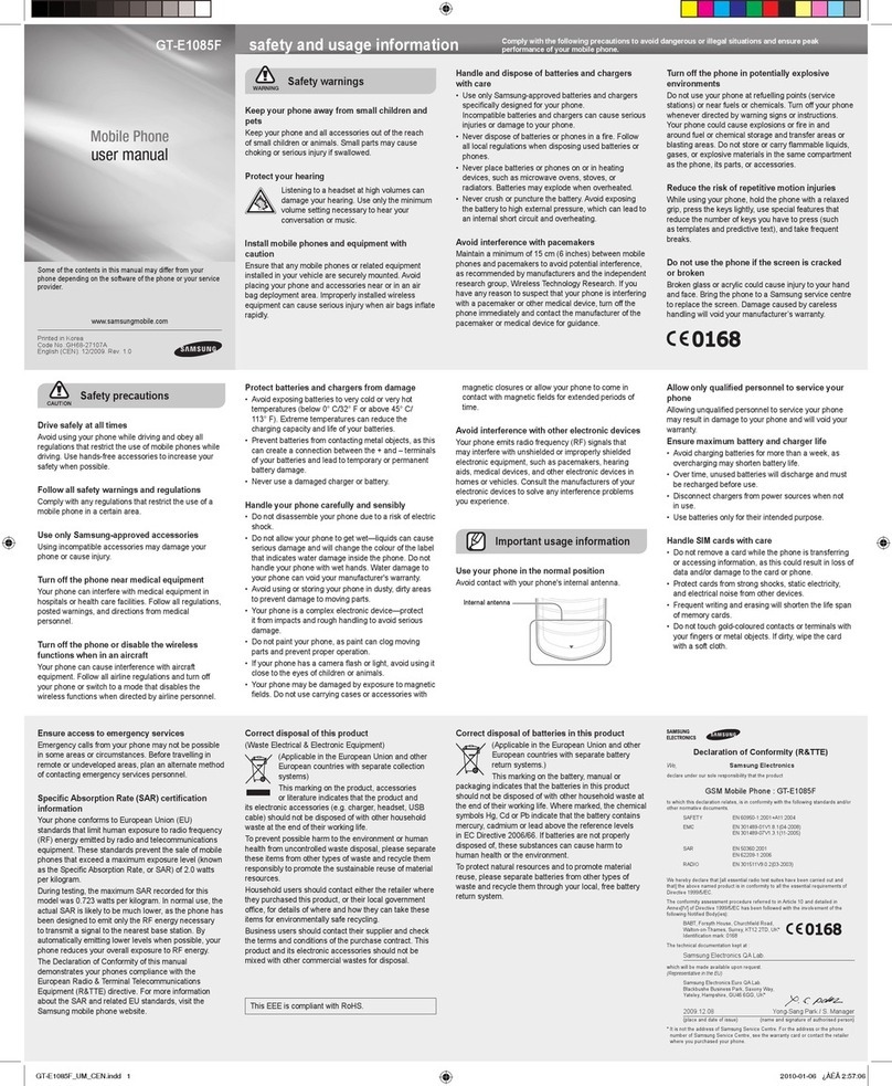 Samsung GT-E1085F User manual Samsung GT-E1085F User manual