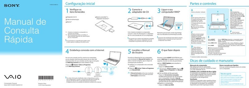 Sony VAIO SVS151 quick start guide
