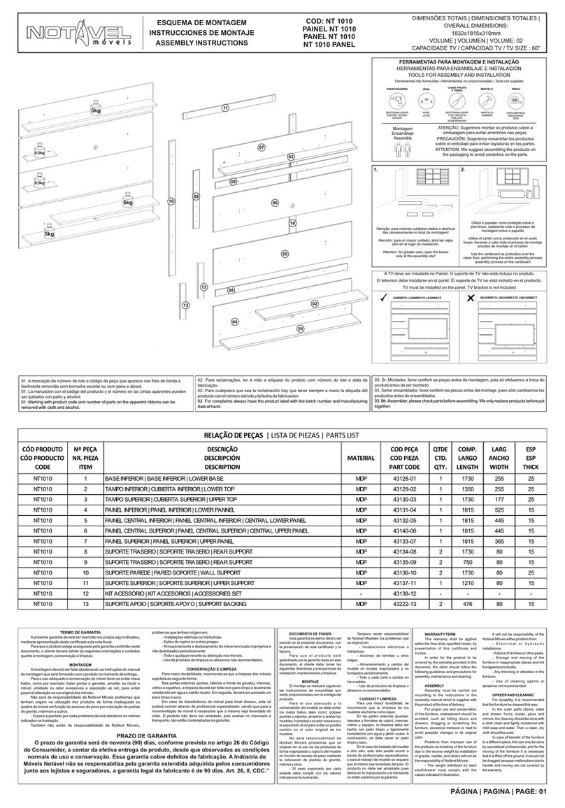 Notável Móveis NT 1010 Assembly instructions Notável Móveis NT 1010 Assembly instructions