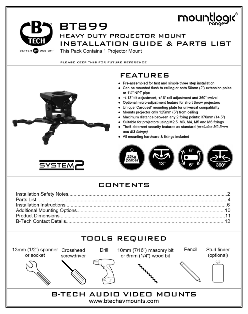 B-Tech mountlogic Series Installation guide & parts list