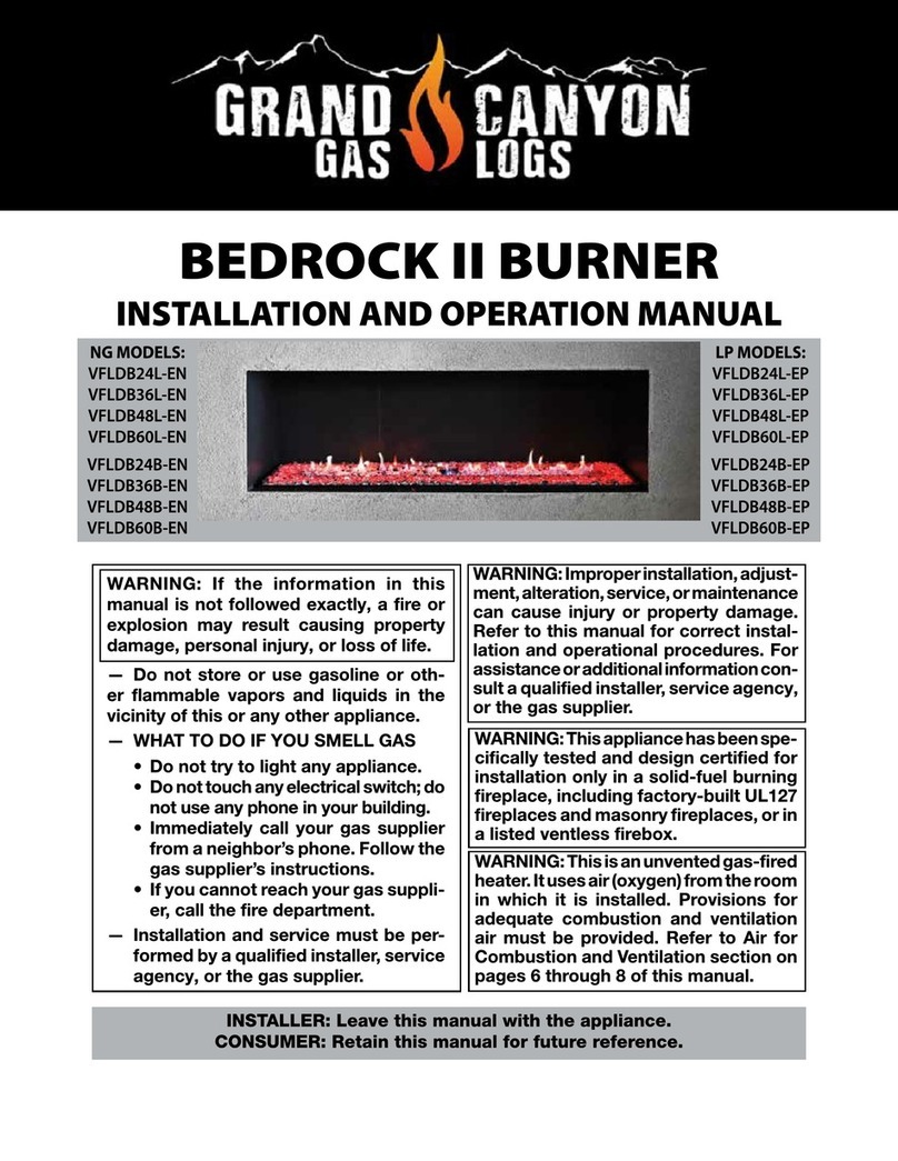 Grand Canyon Gas Logs BEDROCK II BURNER VFLDB24L-EN Installation and operation manual