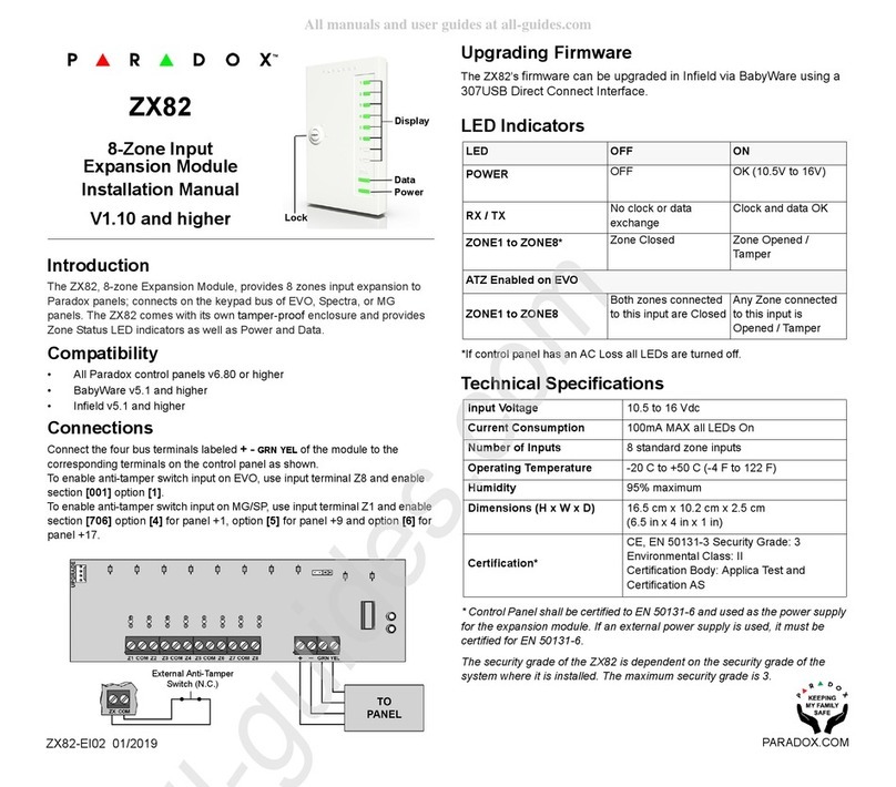 Paradox ZX82 installation manual