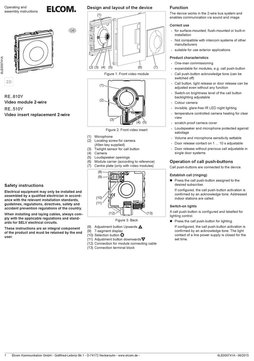 ELCOM RE 610Y Series Customer's operating and assembly instructions