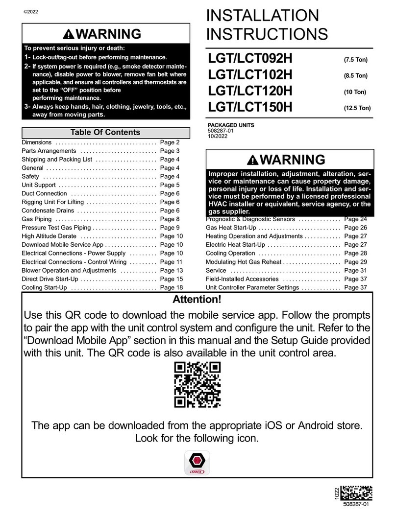 Lennox LGT092H User manual