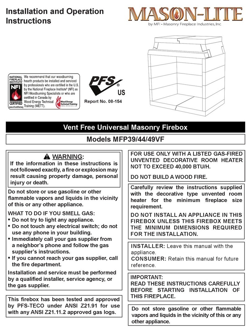Mason-Lite MFP39VF Assembly, installation and operation instructions