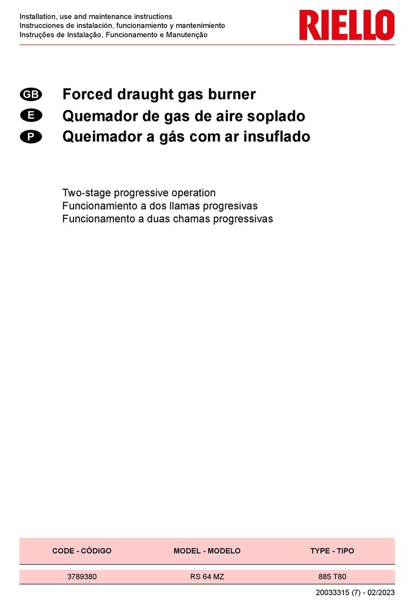 Riello 885 T80 Installation, use and maintenance instructions