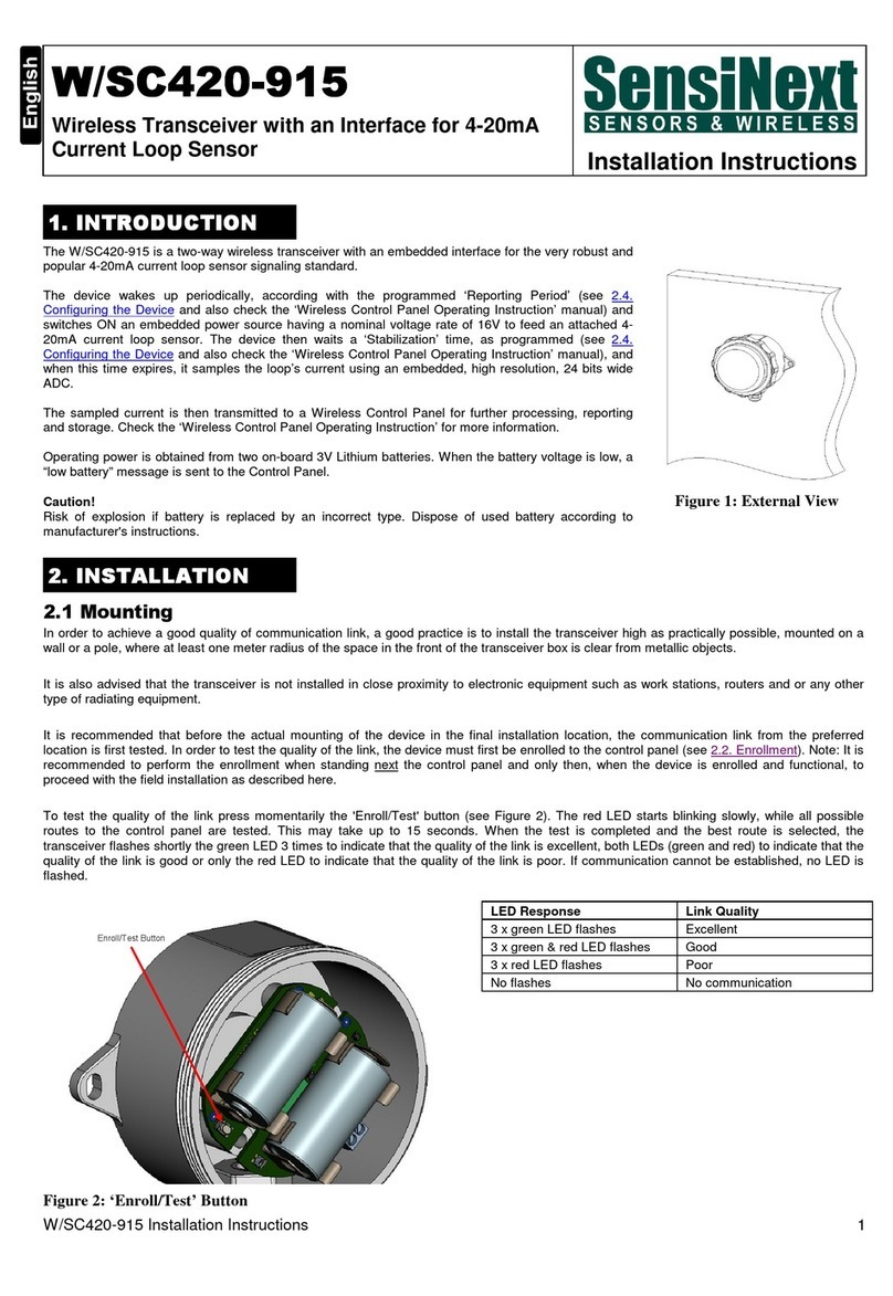 SensiNext W/SC420-915 installation instructions