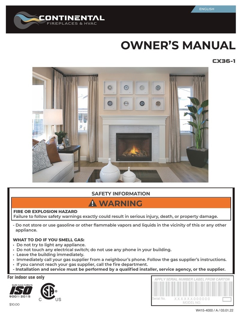 Continental Fireplaces CX36-1 owner's manual Continental Fireplaces CX36-1 owner's manual