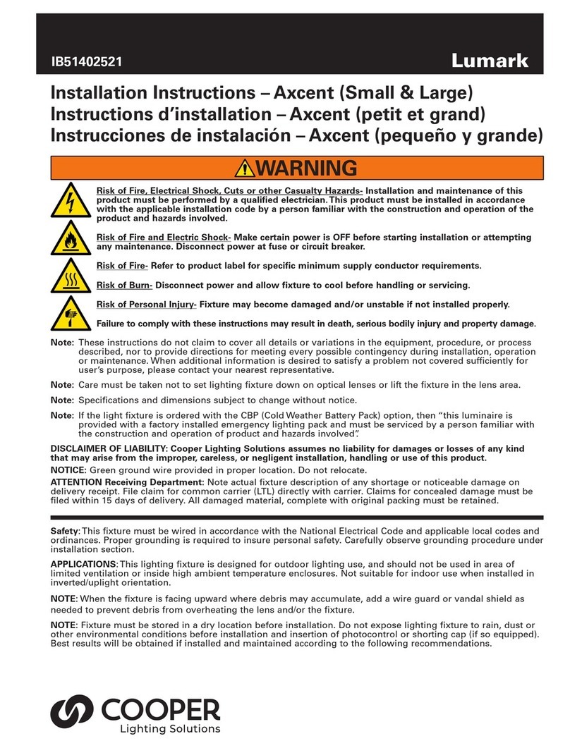 Cooper Lighting Solutions Lumark Axcent Small installation instructions Cooper Lighting Solutions Lumark Axcent Small installation instructions