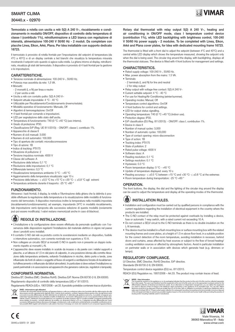 Vimar SMART CLIMA 30440-02970 Series User manual