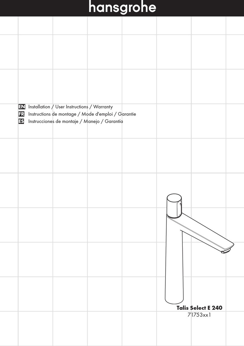 Hans Grohe Talis Select E 240 71753 1 Series Installation/User Instructions/Warranty Hans Grohe Talis Select E 240 71753 1 Series Installation/User Instructions/Warranty