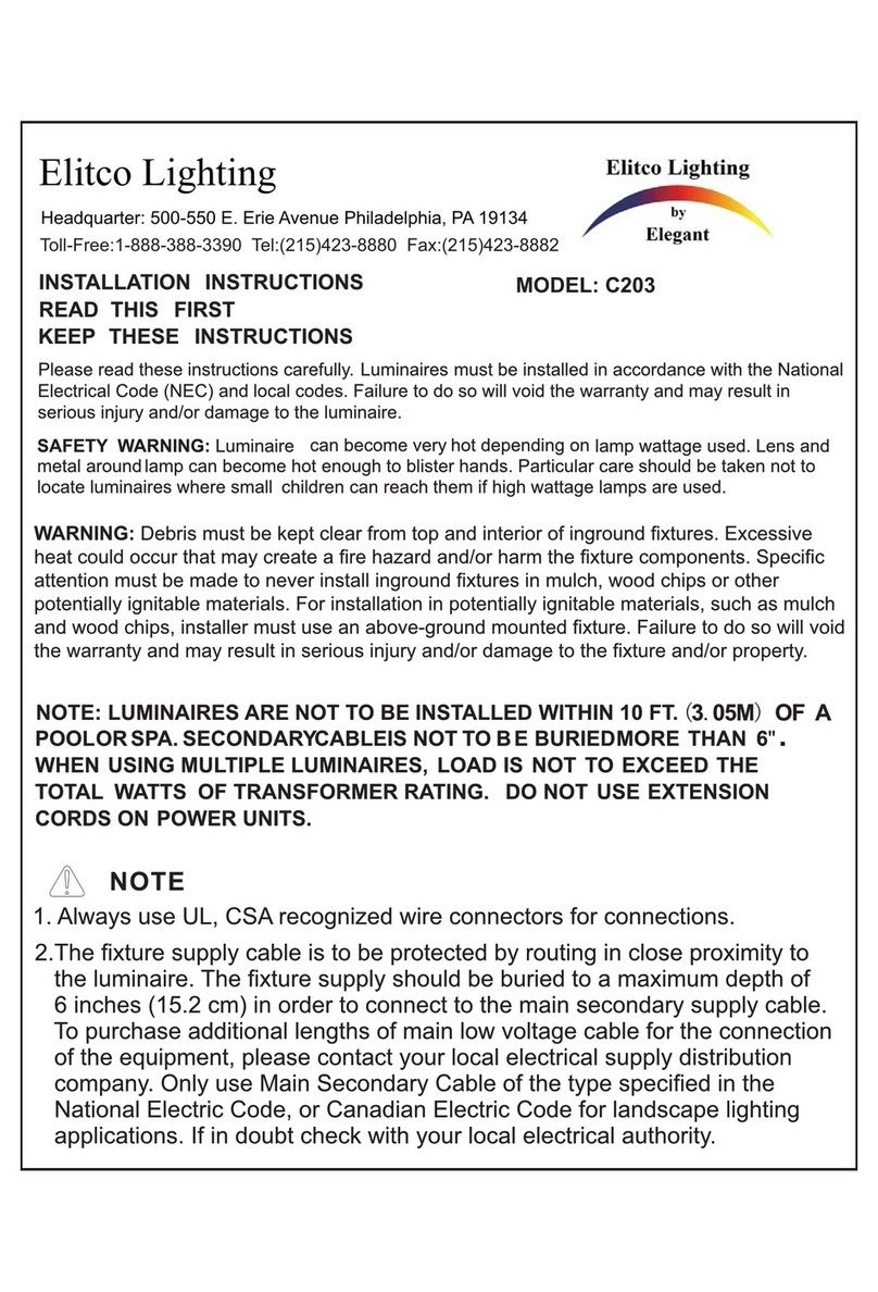ELEGANT Elitco Lighting C203 installation instructions ELEGANT Elitco Lighting C203 installation instructions