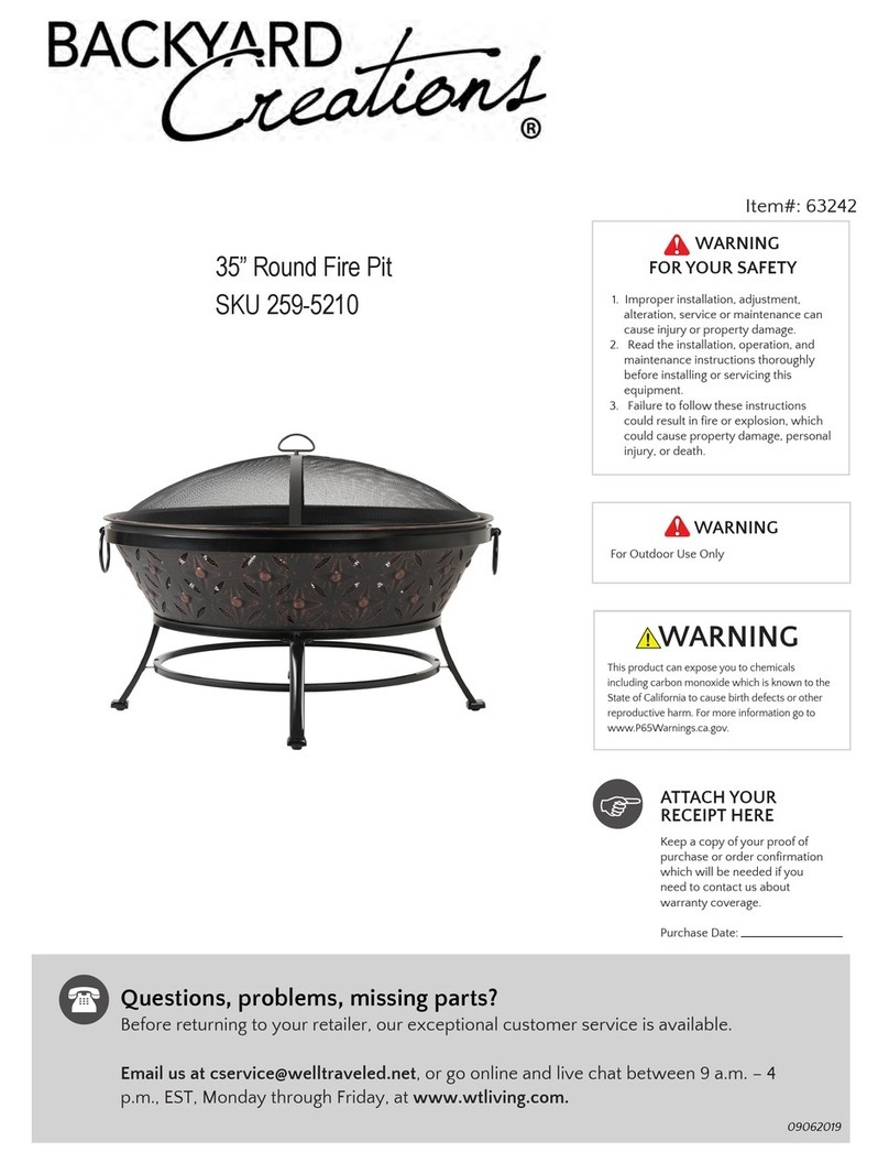 Backyard Creations 259-5210 quick start guide