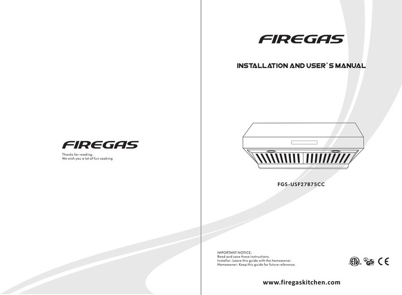 FIREGAS FGS-USF27B75CC Installation and user manual