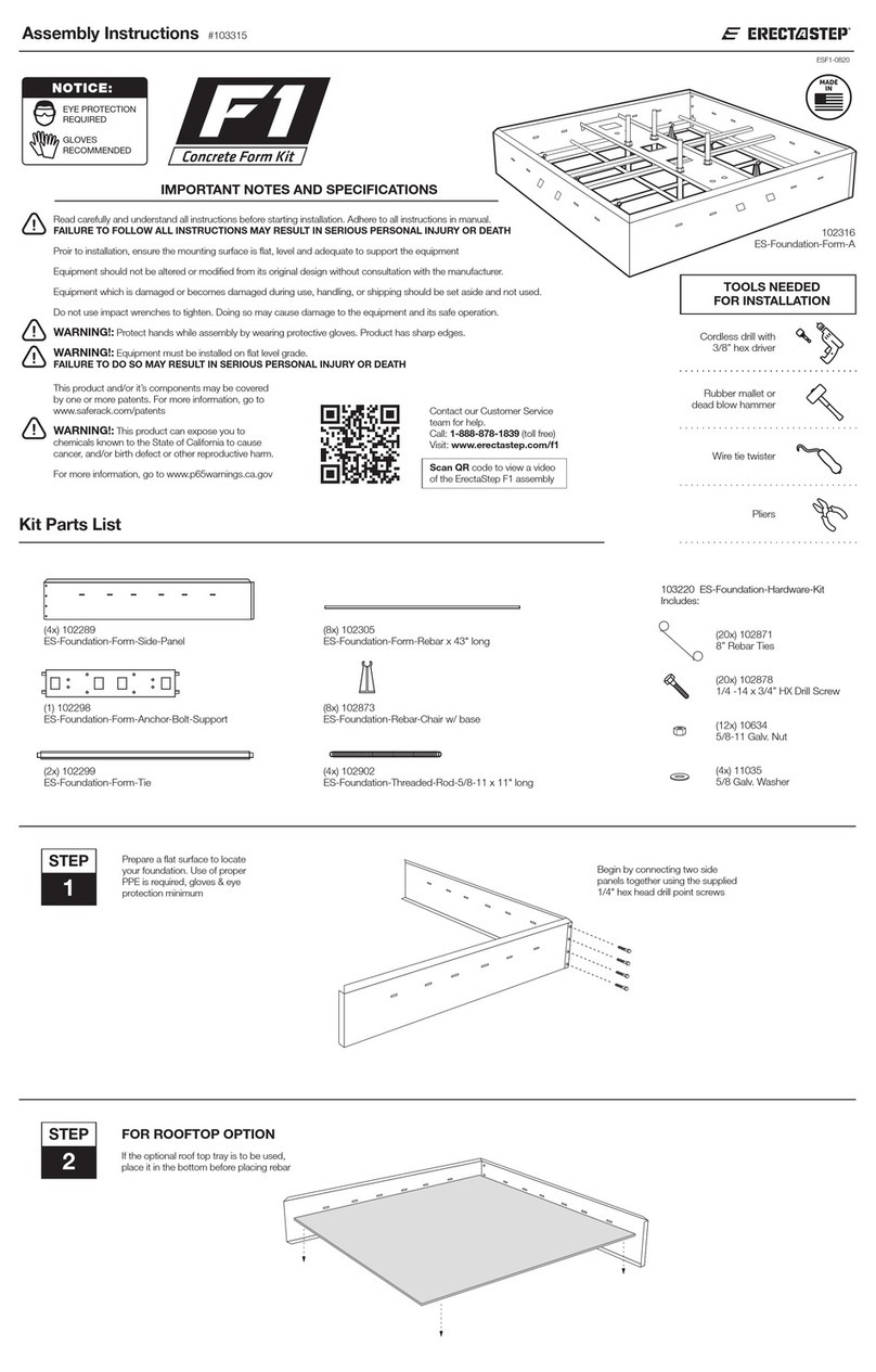 ERECTASTEP F1 Important notes