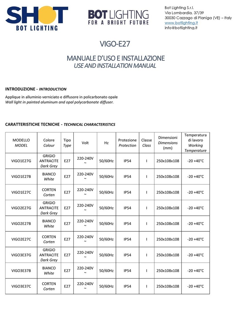 BOT LIGHTING VIGO-E27 Use and installation  manual