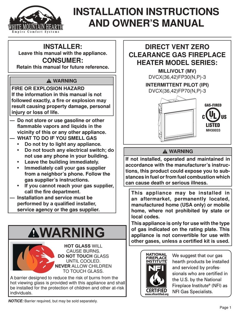White Mountain Hearth MILLIVOLT DVCX FP30-3 Series Quick start guide White Mountain Hearth MILLIVOLT DVCX FP30-3 Series Quick start guide