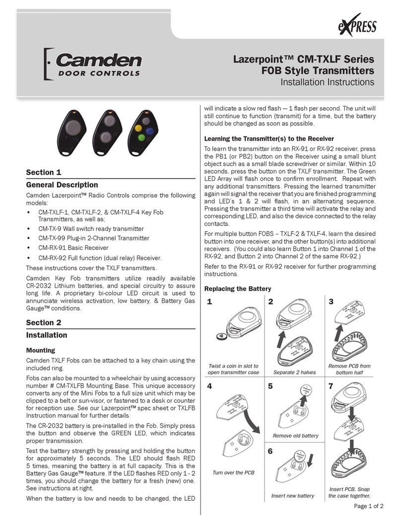 CAMDEN Lazerpoint CM-TXLF Series installation instructions