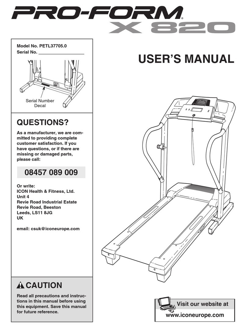 Pro-Form X 820 User manual