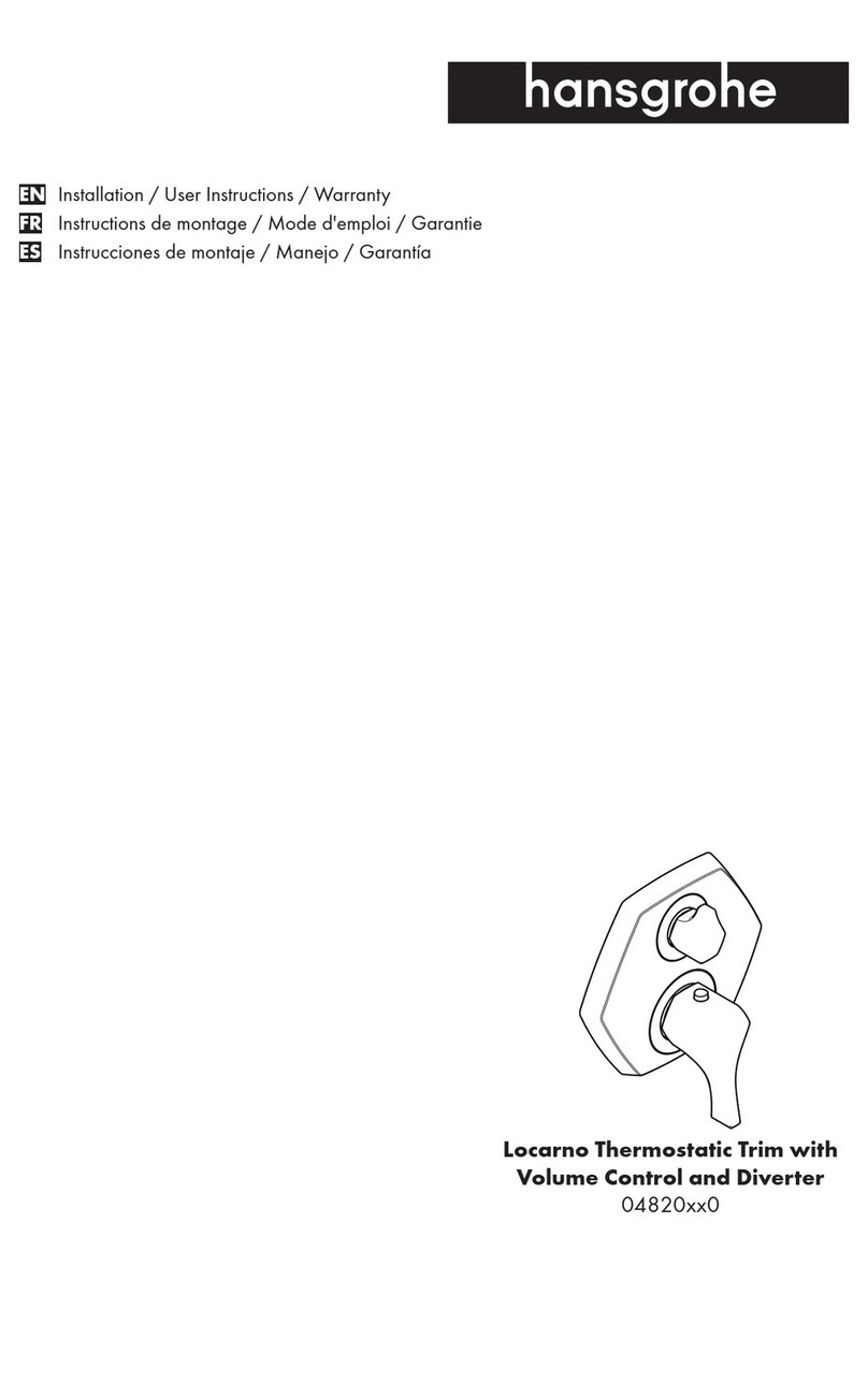 Hans Grohe Locarno Thermostatic Trim with Volume Control and Diverter... Installation/User Instructions/Warranty Hans Grohe Locarno Thermostatic Trim with Volume Control and Diverter... Installation/User Instructions/Warranty