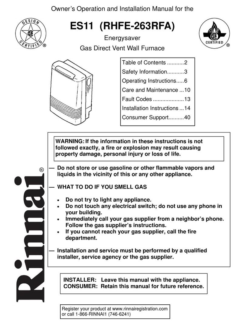 Rinnai ES11 OWNER'S OPERATION AND INSTALLATION MANUAL