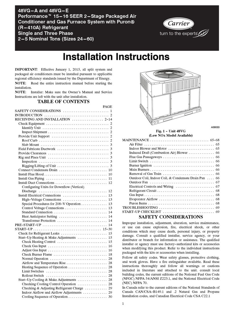 Carrier Performance 48VG-E installation instructions